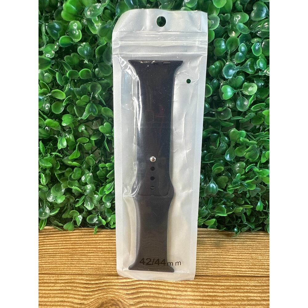 New Black Silicone Smart Watch Band Compatible with Apple Watch 42/44 mm Gift